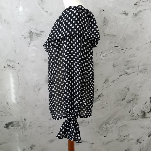 MAGGIE Vintage 80s Black & White Polka Dot Blouse - Picture 4 of 8